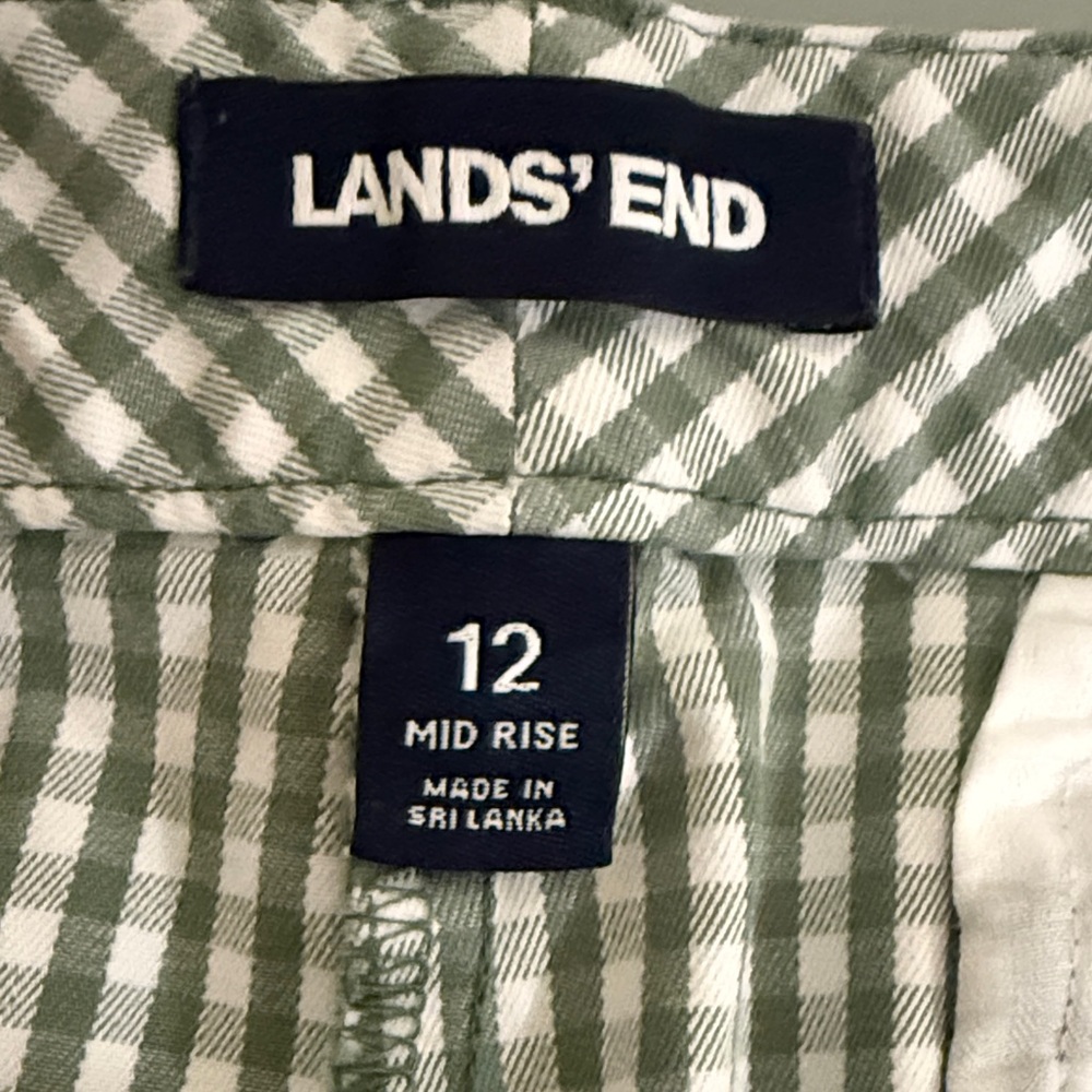 Lands' End Women’s Gingham Checkered High Waist Shorts - Picture 5 of 11